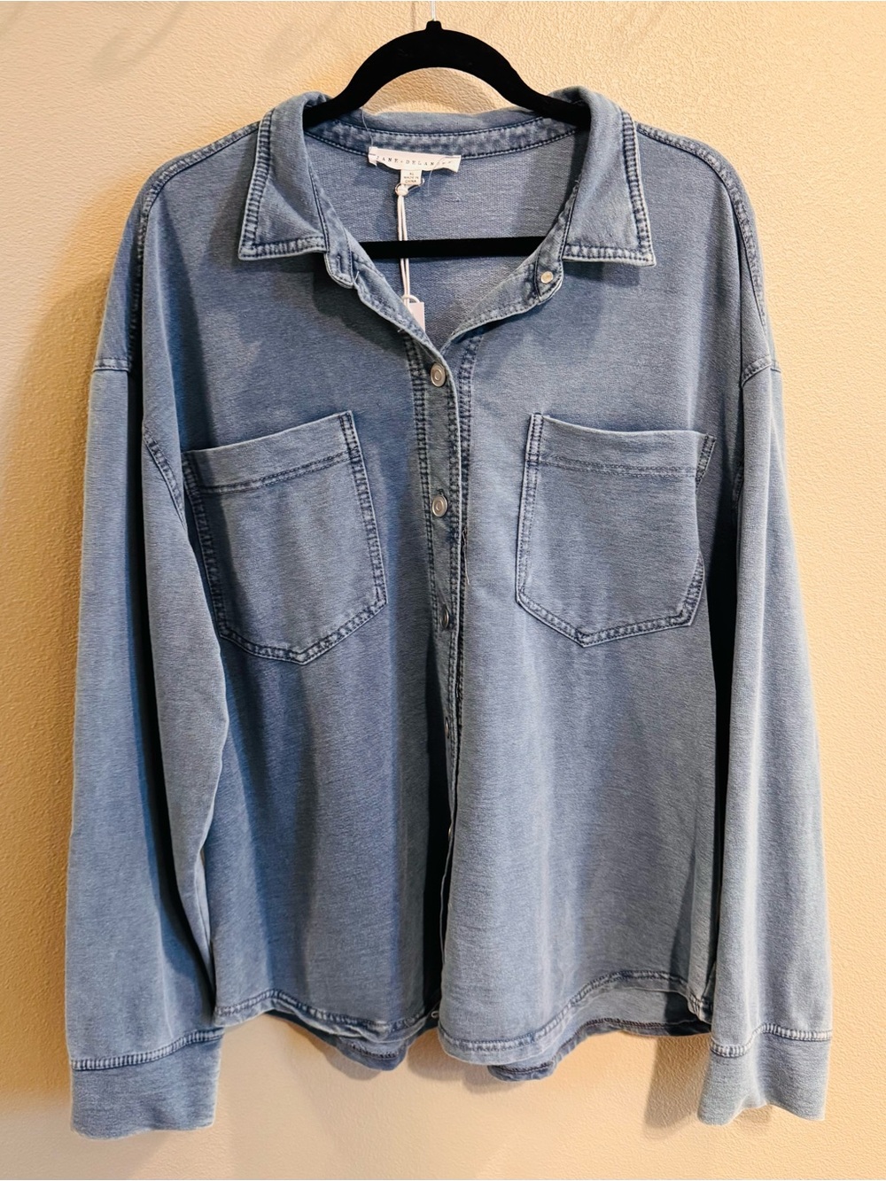 Jane and Delancey Faded Blue Button-Down Shirt Jacket